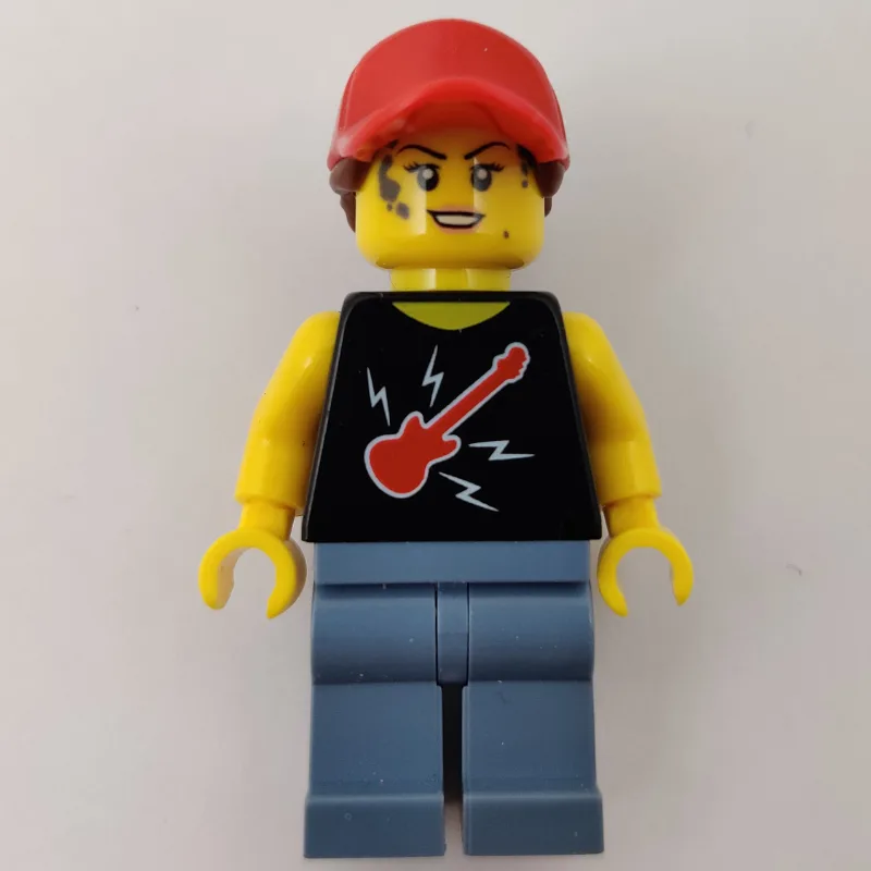 Woman, Black Top with Guitar, Sand Blue Legs,… — minifigurine LEGO | Brick Broker