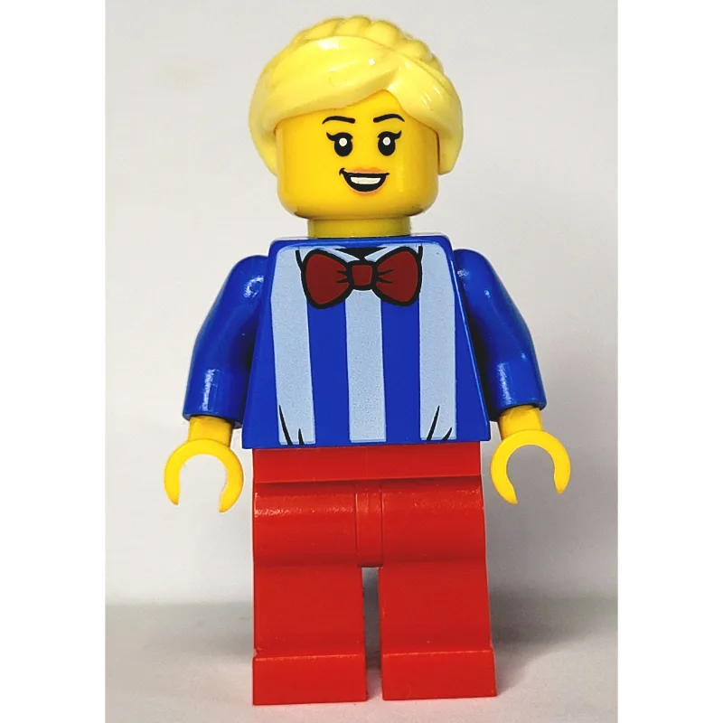 Woman, Blue and White Stripe Shirt with Red B… — minifigurine LEGO | Brick Broker