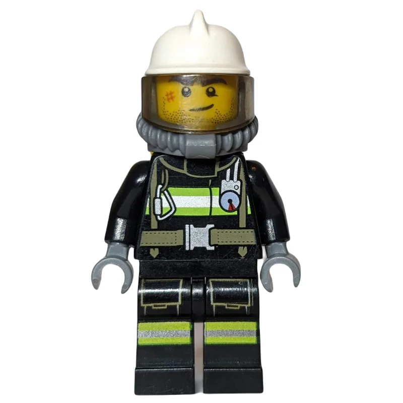 Fireman, Black Fire Suit with Gauge and Strap… — minifigurine LEGO | Brick Broker