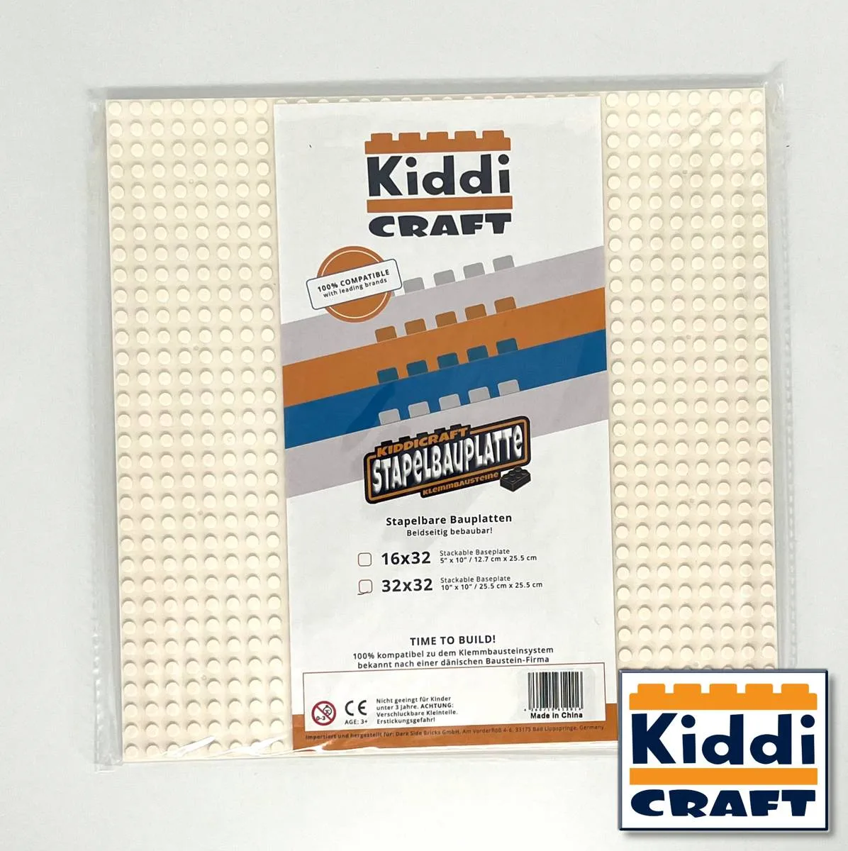 Kiddicraft Plaque de base empilable 32 x 32 - Blanc (KID-KC32WSA) - prix | Brick Broker