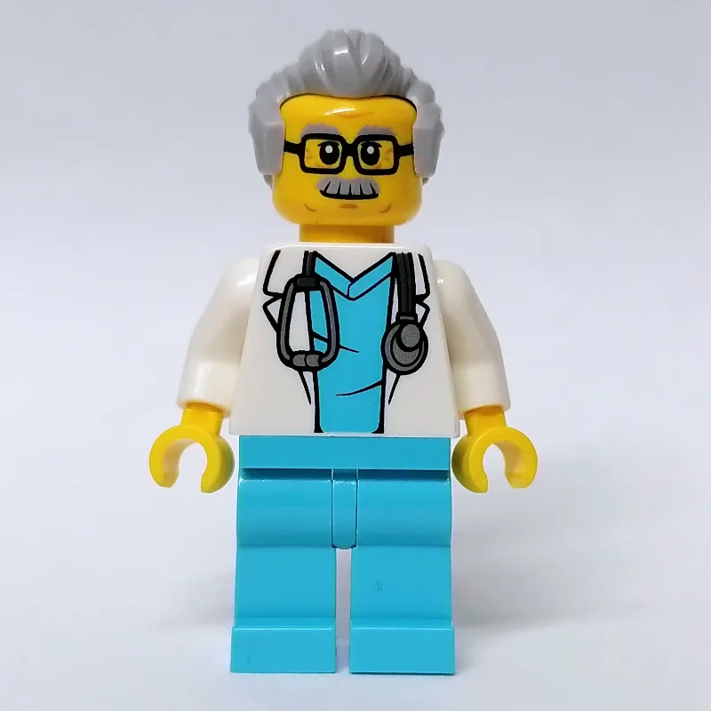 Doctor, White Coat, Medium Azure Scrubs, Ligh… — minifigurine LEGO | Brick Broker