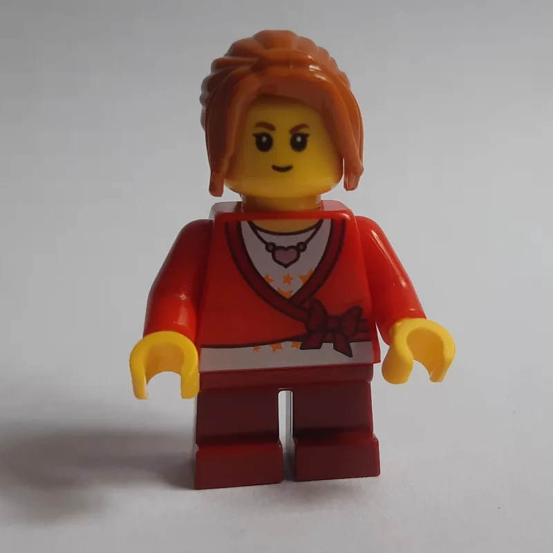 Girl, Cardigan Tied with Bow, Necklace, Short… — minifigurine LEGO | Brick Broker