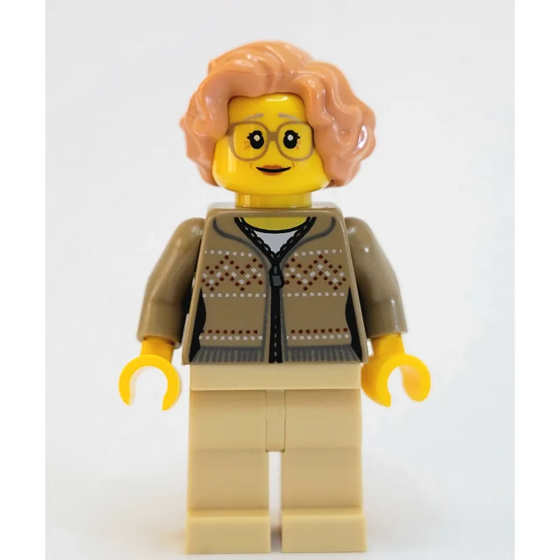 Woman, Dark Tan Cardigan with Zipper, Tan Leg… — minifigurine LEGO | Brick Broker