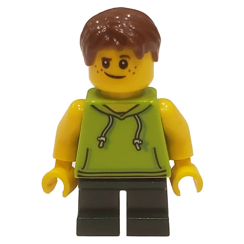 Kid, Lime Torso, Dark Green Legs, Dark Brown… — minifigurine LEGO | Brick Broker
