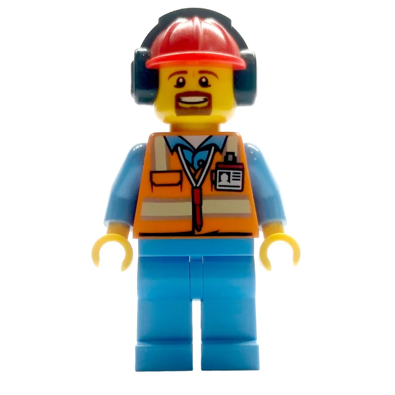 Ground Crew, Orange Safety Vest, Medium Blue… — minifigurine LEGO | Brick Broker