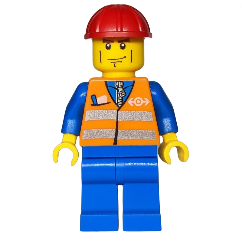 Worker - Orange Safety Vest, Blue Legs, Red H… — minifigurine LEGO | Brick Broker