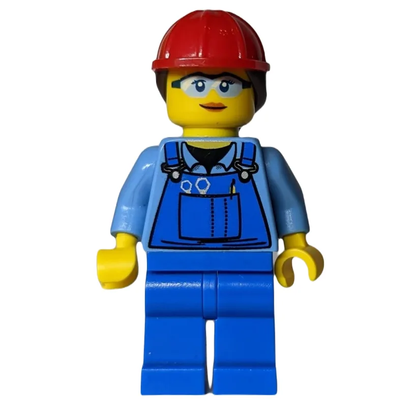Medium Blue Torso, Blue Overall, Red Hat — minifigurine LEGO | Brick Broker