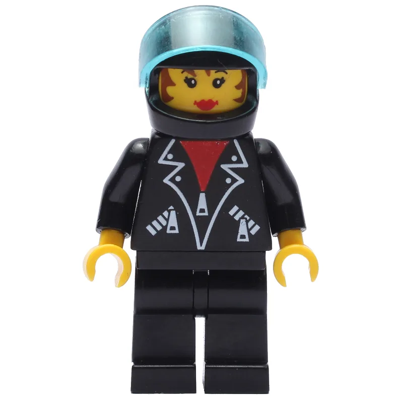 Black Jacket, Black Legs, Black Helmet, Female — minifigurine LEGO | Brick Broker