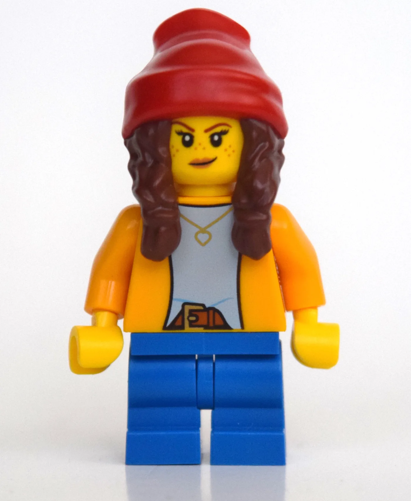 Girl, Bright Light Orange Shirt, Blue Medium… — minifigurine LEGO | Brick Broker