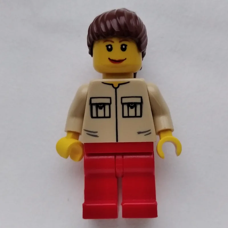 Woman, Tan Shirt with Two Pockets, Red Legs,… — minifigurine LEGO | Brick Broker