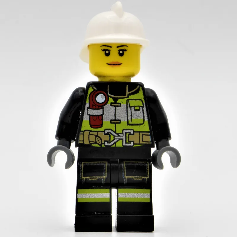 Firewoman, Black Fire Suit with Gauge and Str… — minifigurine LEGO | Brick Broker