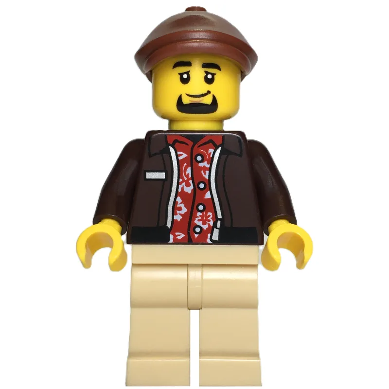 Taxi Driver, Dark Brown Jacket, Tan Legs, Red… — minifigurine LEGO | Brick Broker