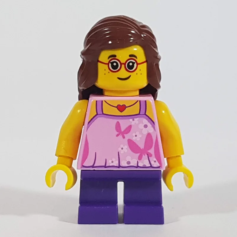 Girl, Bright Pink Top with Butterflies, Dark… — minifigurine LEGO | Brick Broker