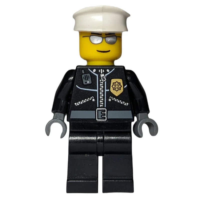 Policeman, Black Jacket with Zipper and Badge… — minifigurine LEGO | Brick Broker