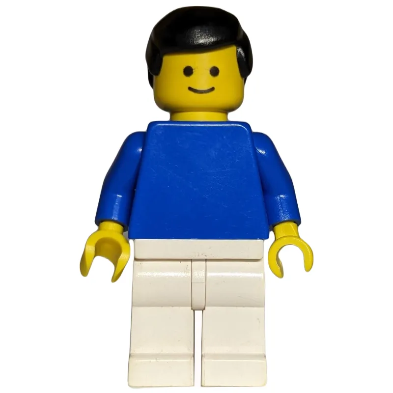 Man - Blue Torso, White Legs, Black Hair — minifigurine LEGO | Brick Broker