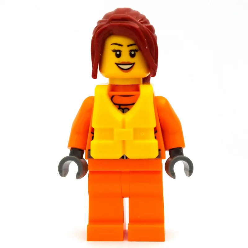 Coast Guard, Woman, Orange Jumpsuit, Yellow L… — minifigurine LEGO | Brick Broker
