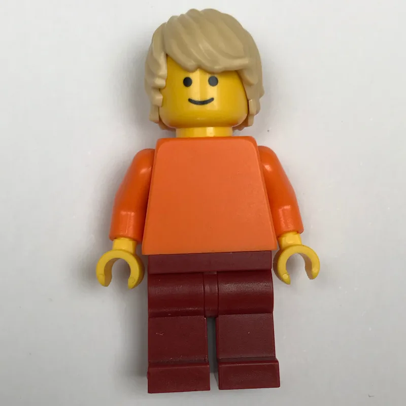 Man, Plain Orange Torso, Dark Red Legs, Tan H… — minifigurine LEGO | Brick Broker