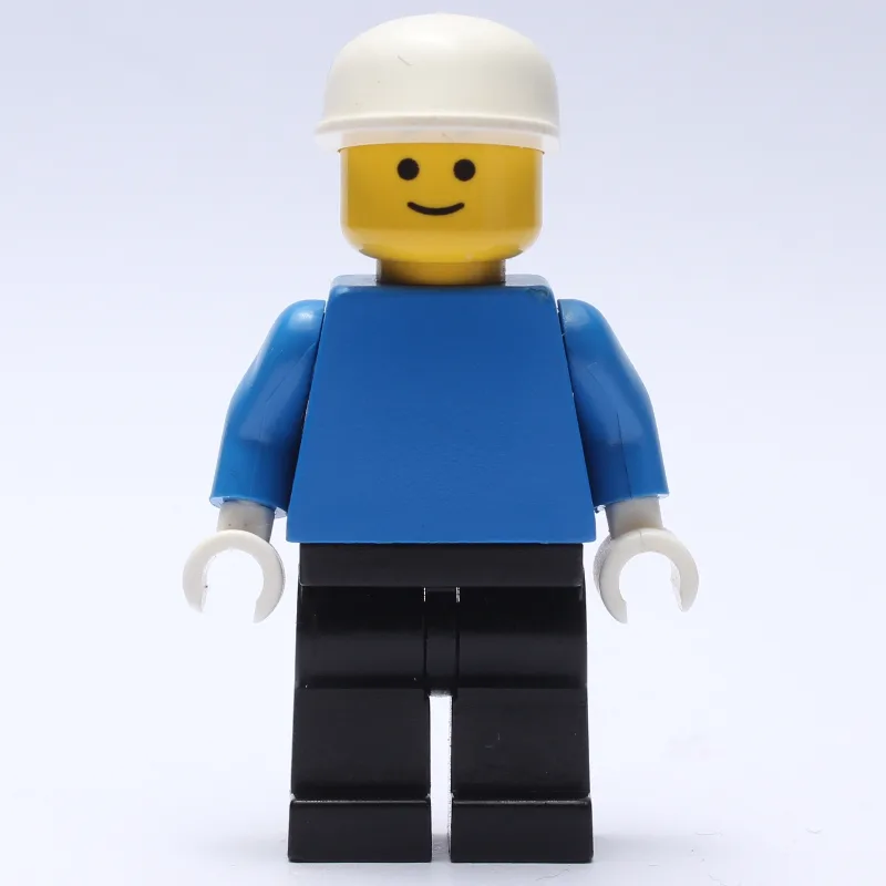 Man - Blue Torso, Black Legs, White Cap — minifigurine LEGO | Brick Broker