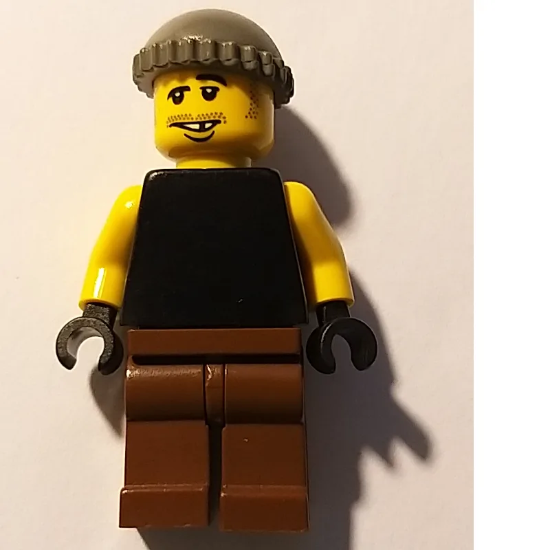 Man, Black Tank Top with Yellow Arms, Brown L… — minifigurine LEGO | Brick Broker