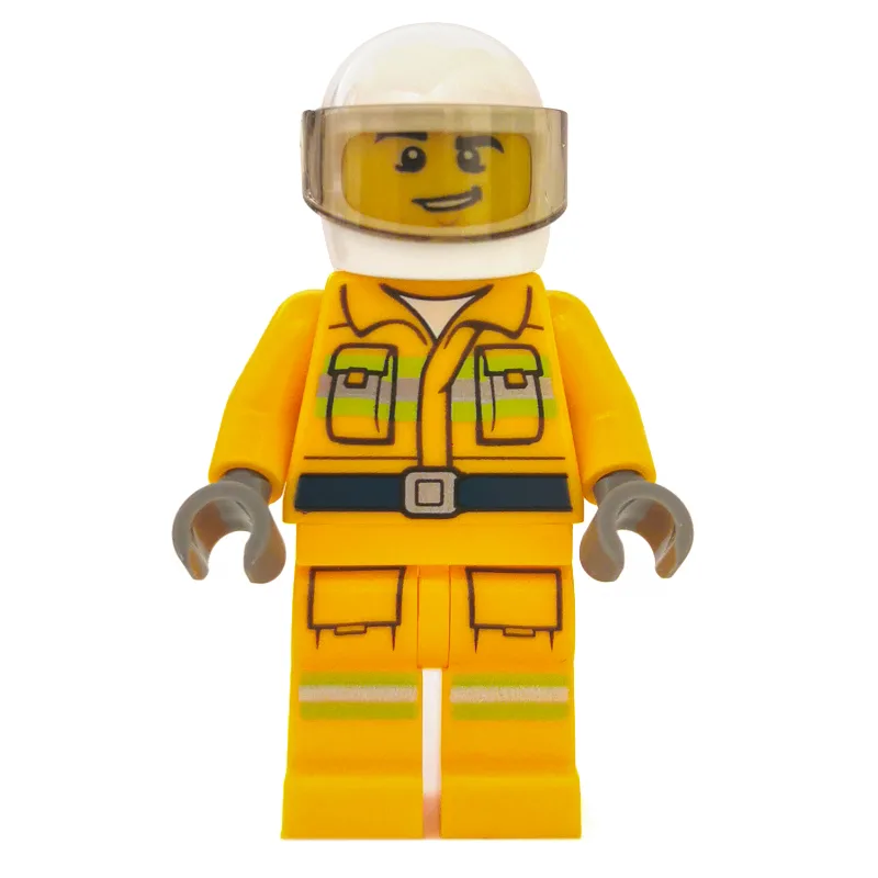 Fireman, Bright Light Orange Fire Suit, White… — minifigurine LEGO | Brick Broker