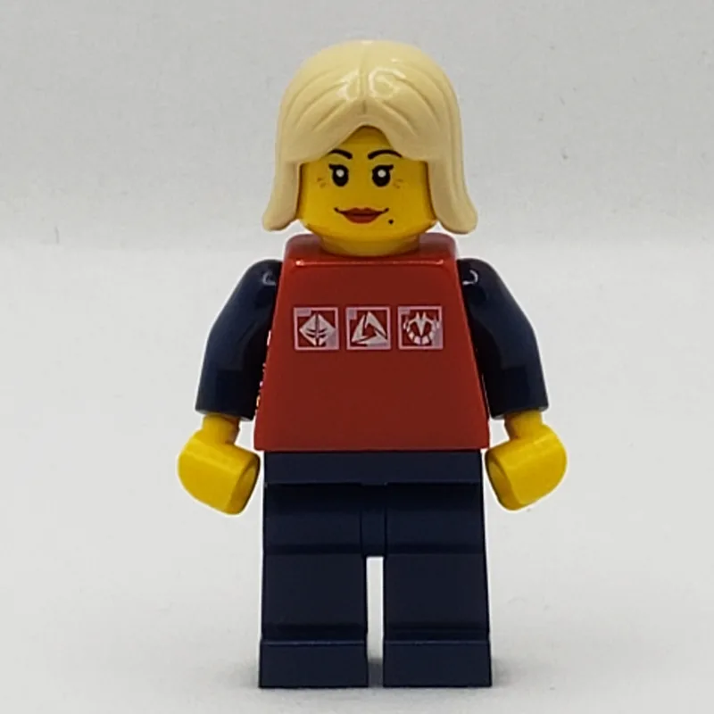 Woman, Red Shirt with Dark Blue Arms, Dark Bl… — minifigurine LEGO | Brick Broker