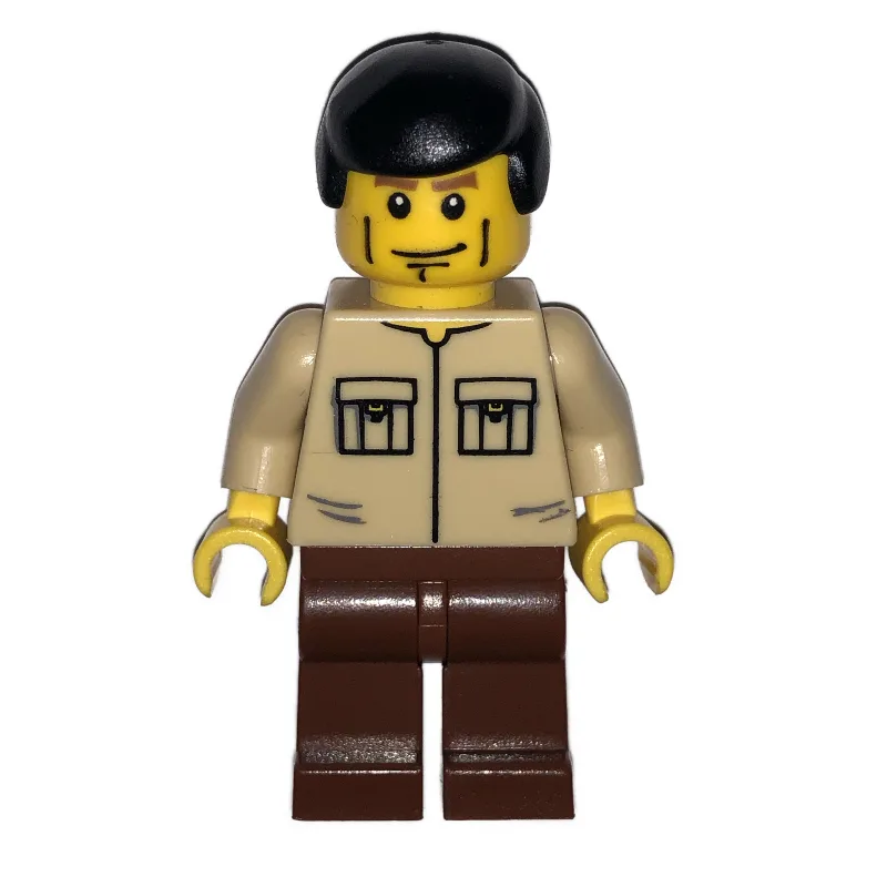 Man, Tan Shirt with Pockets, Reddish Brown Le… — minifigurine LEGO | Brick Broker