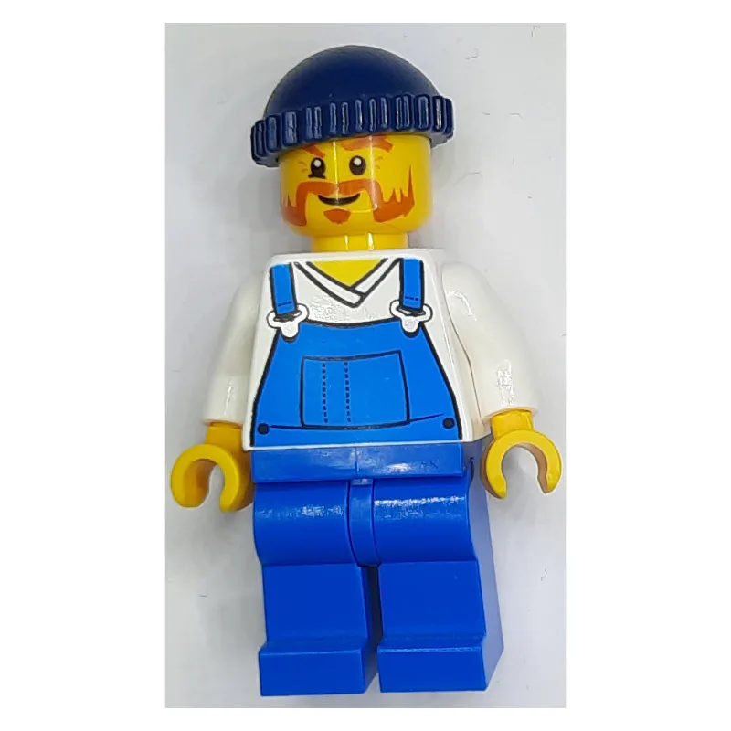 Man, Blue Overalls over Shirt, Blue Legs, Dar… — minifigurine LEGO | Brick Broker