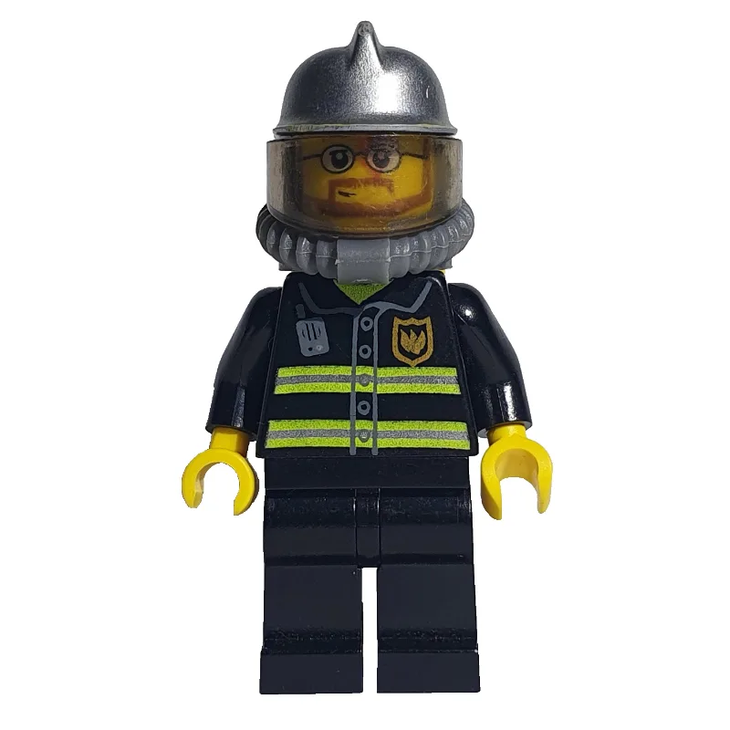 Fireman, Black Fire Jacket with Reflective St… — minifigurine LEGO | Brick Broker