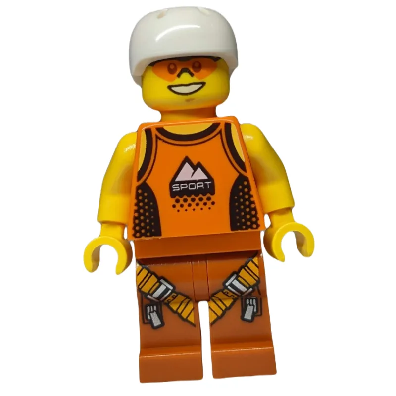 Man, Orange Tank Top with 'SPORT', Dark Orang… — minifigurine LEGO | Brick Broker