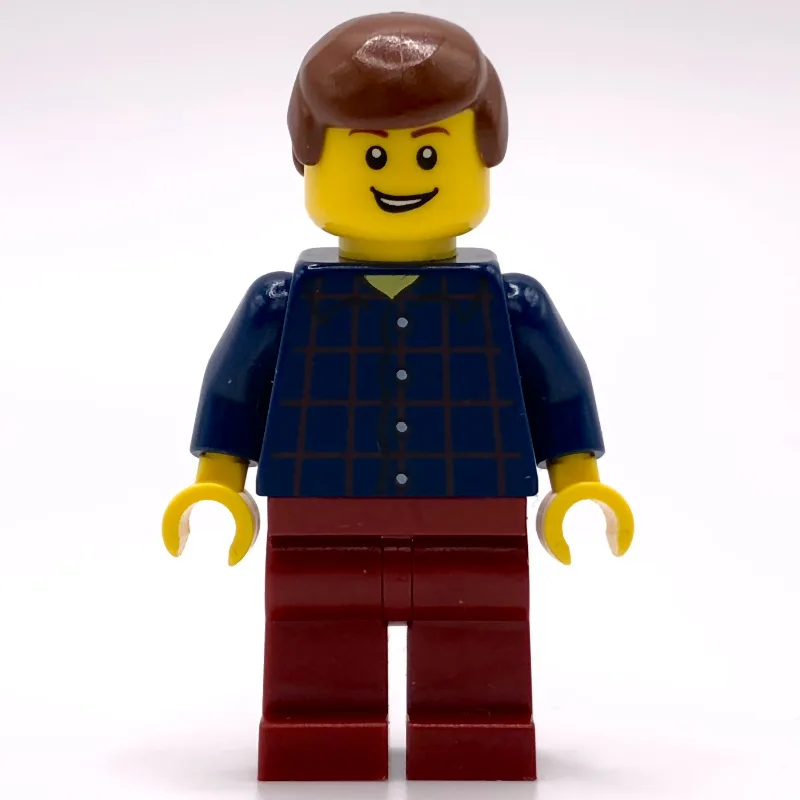Man, Plaid Shirt, Dark Red Legs, Reddish Brow… — minifigurine LEGO | Brick Broker