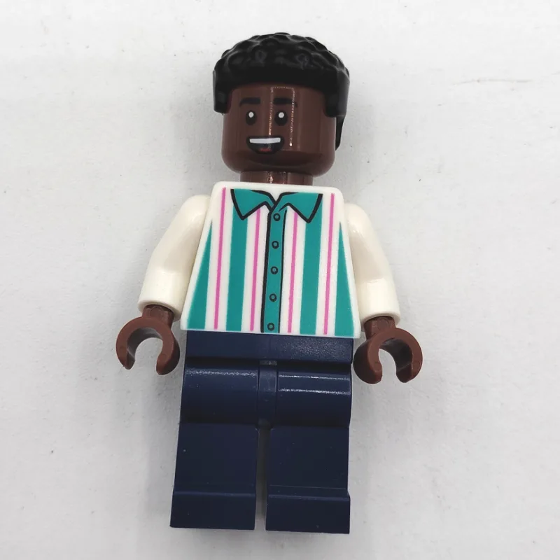 Soccer Fan, White and Dark Turquoise Striped… — minifigurine LEGO | Brick Broker