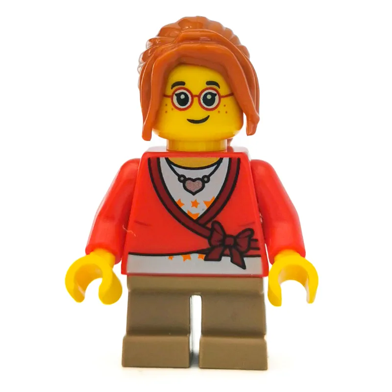 Girl, Cardigan Tied with Bow, Necklace, Short… — minifigurine LEGO | Brick Broker
