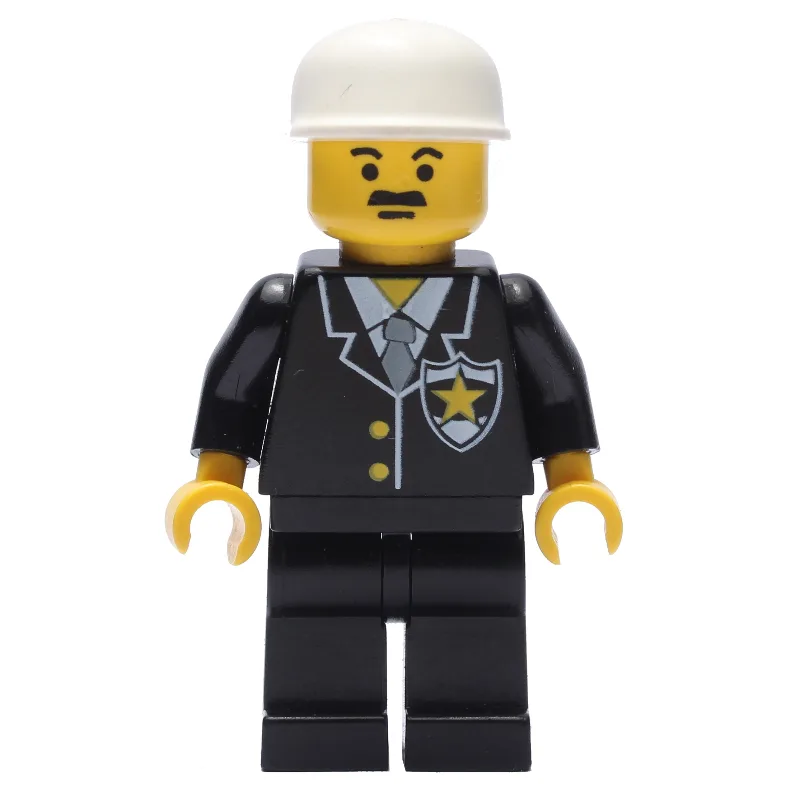 Policeman, Black Jacket with Tie and Badge, B… — minifigurine LEGO | Brick Broker