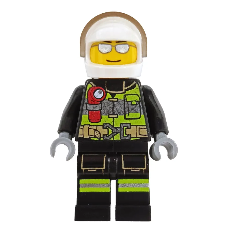 Fireman, Safety Vest with Flashlight, Pocket,… — minifigurine LEGO | Brick Broker