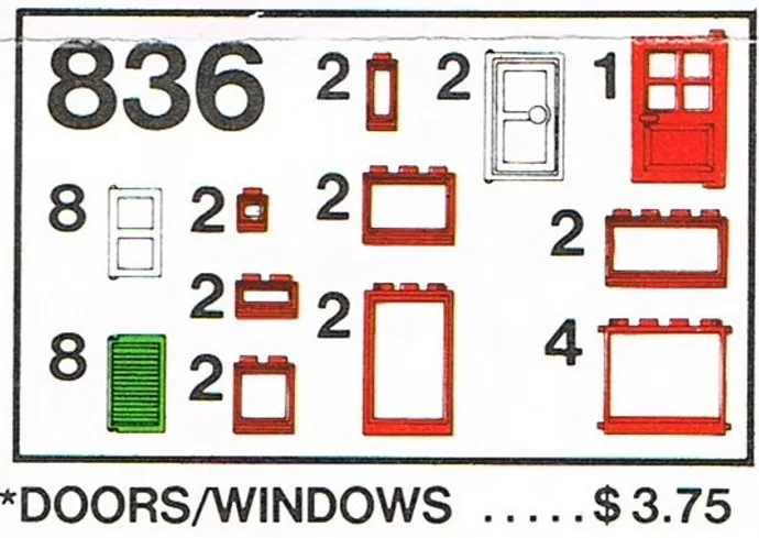 LEGO 836 Pack de Pièces Portes et Fenêtres - prix | Brick Broker