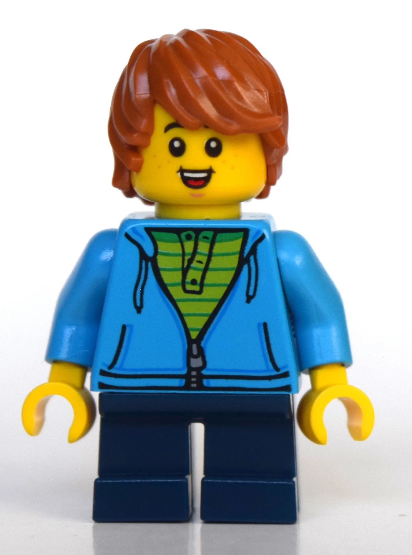 Boy, Dark Azure Hoodie, Short Dark Blue Legs,… — minifigurine LEGO | Brick Broker