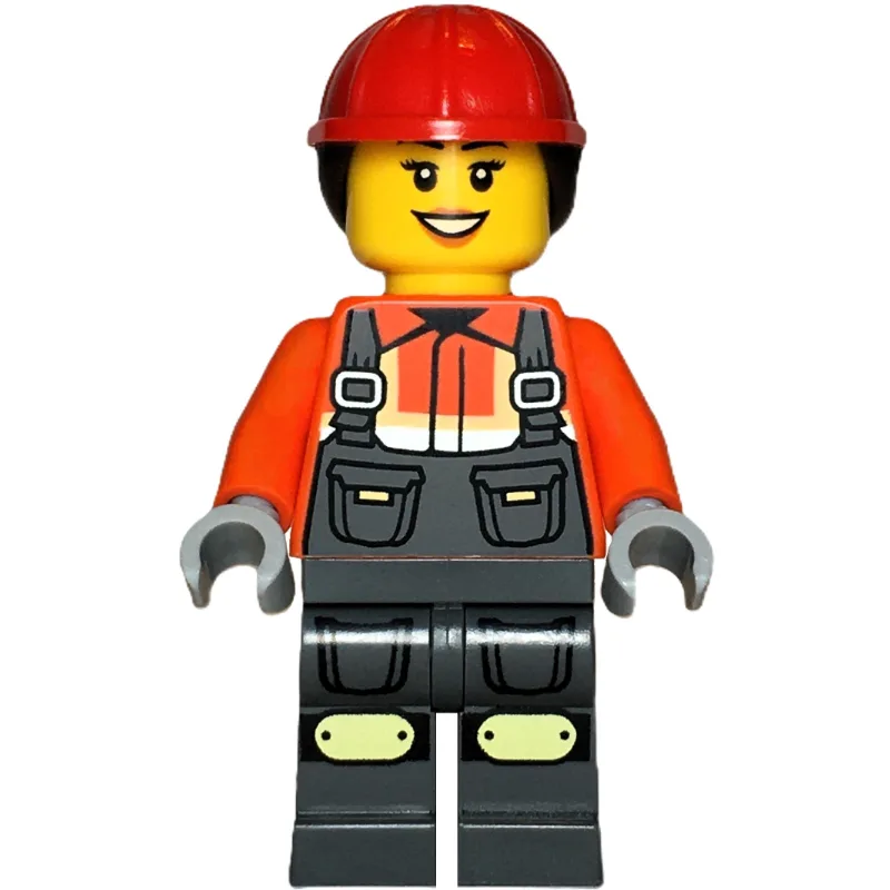 Construction Worker, Reddish Orange Jacket, O… — minifigurine LEGO | Brick Broker