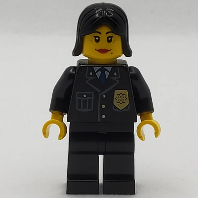 Policewoman, Black Jacket with Badge, Pocket,… — minifigurine LEGO | Brick Broker
