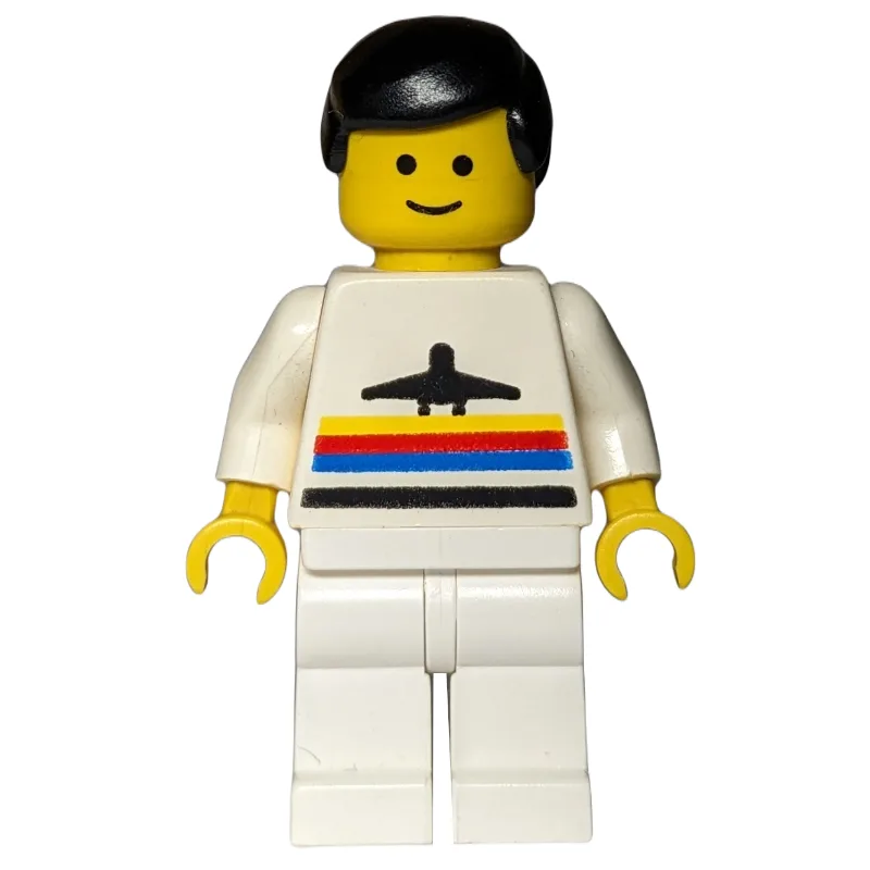 Man, White Shirt with Airplane, White Legs, B… — minifigurine LEGO | Brick Broker