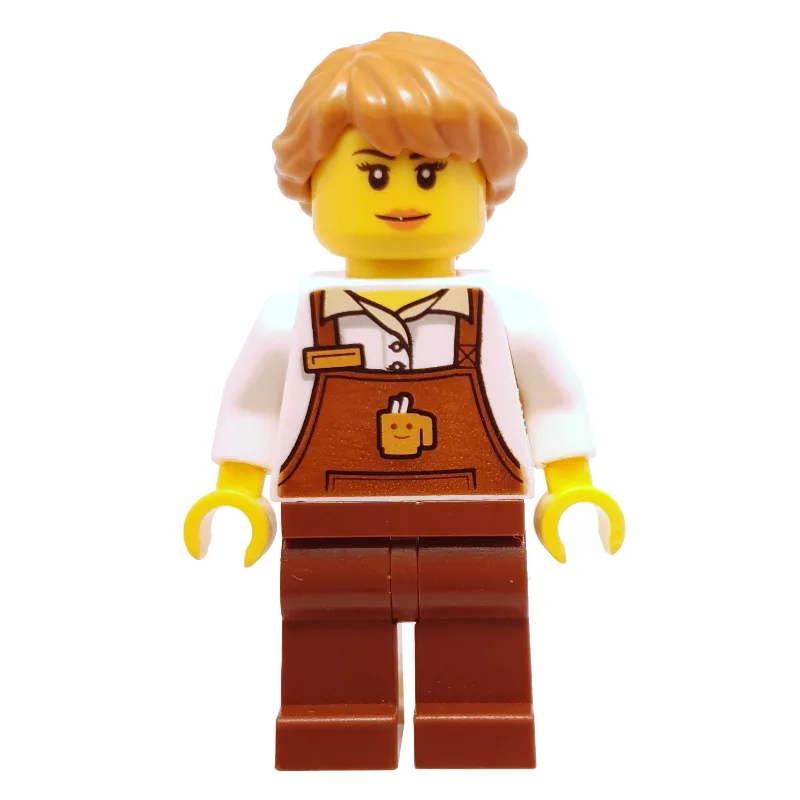 Barista, Woman, White Torso, Reddish Brown Ap… — minifigurine LEGO | Brick Broker