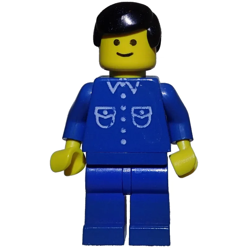 Man, Blue Shirt with Buttons and Pockets, Blu… — minifigurine LEGO | Brick Broker