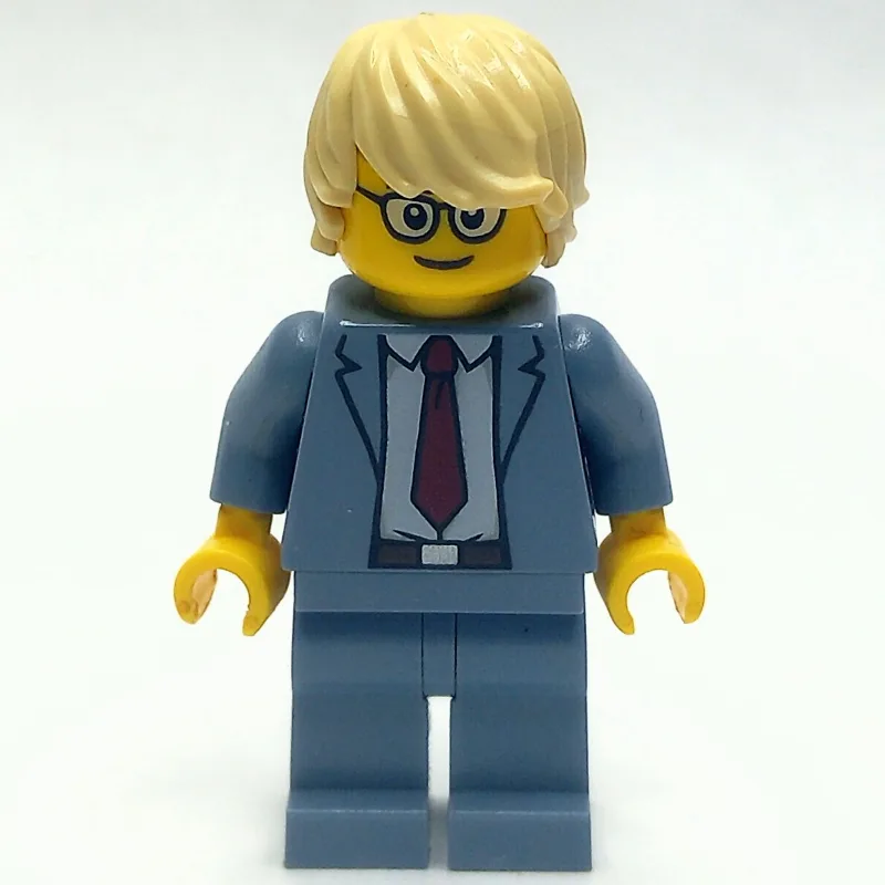 Man, Sand Blue Suit with Red Tie, Tan Hair, G… — minifigurine LEGO | Brick Broker