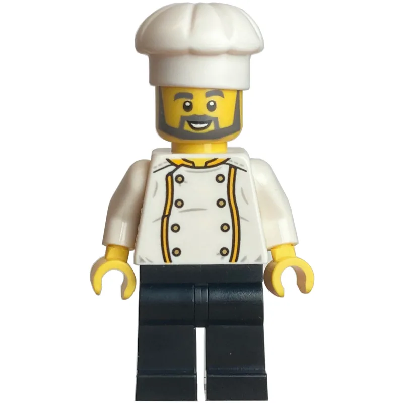 Chef - White Torso, Black Legs, White Hat, Da… — minifigurine LEGO | Brick Broker
