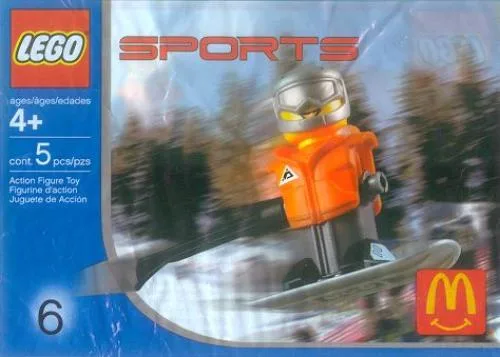 LEGO 7922 Set de sport McDonald's numéro 6 - Snowboarder au gilet orange - prix | Brick Broker