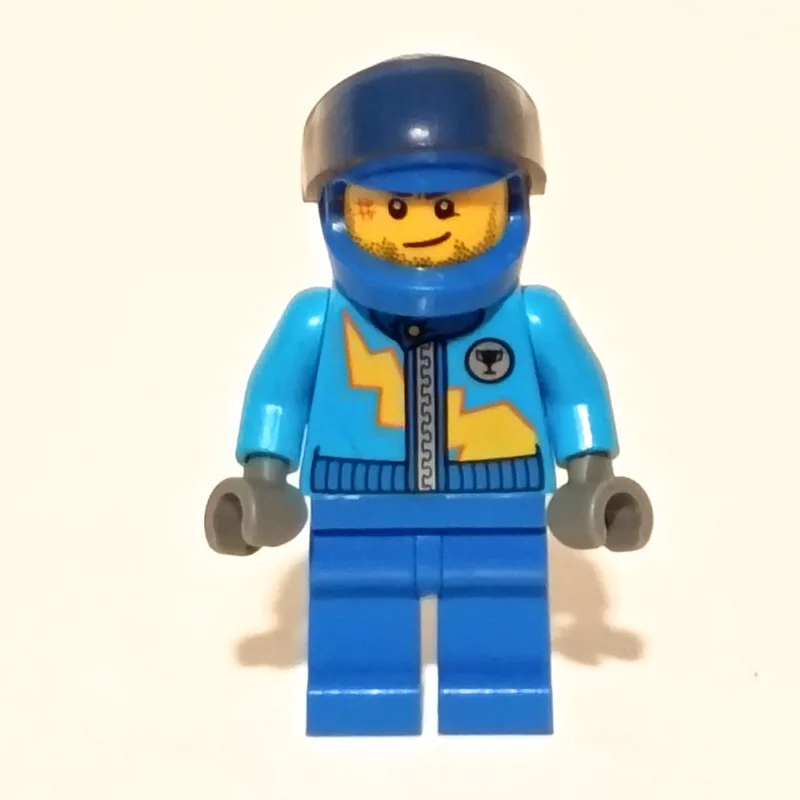 Racer with Dark Azure Jacket with Zipper and… — minifigurine LEGO | Brick Broker