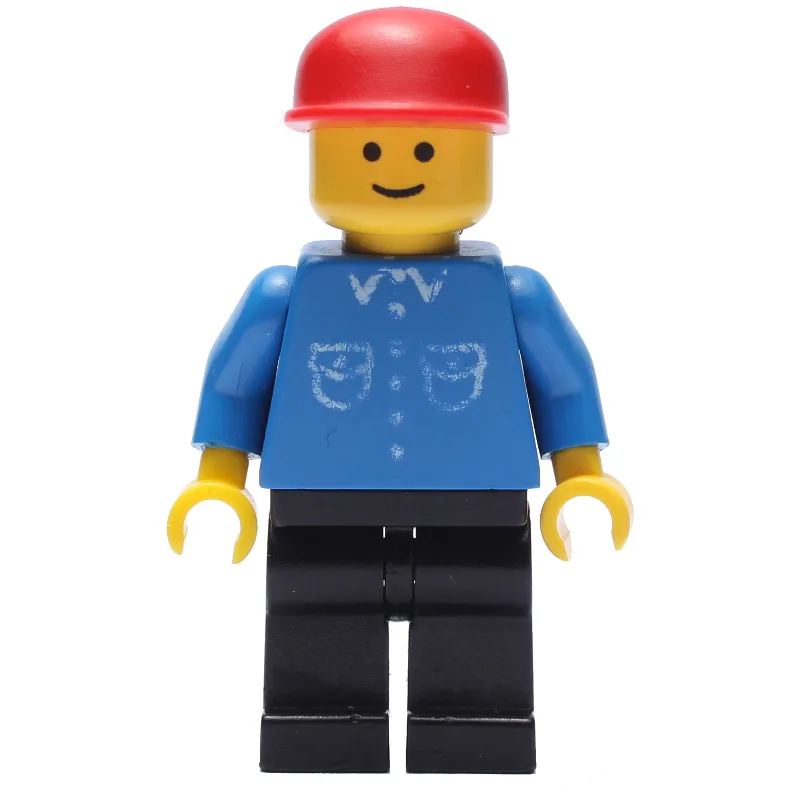 Man, Blue Shirt with Buttons and Pockets, Bla… — minifigurine LEGO | Brick Broker