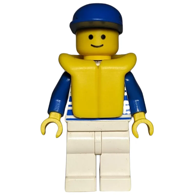 White/Blue Striped Torso, White Legs, Blue Ca… — minifigurine LEGO | Brick Broker
