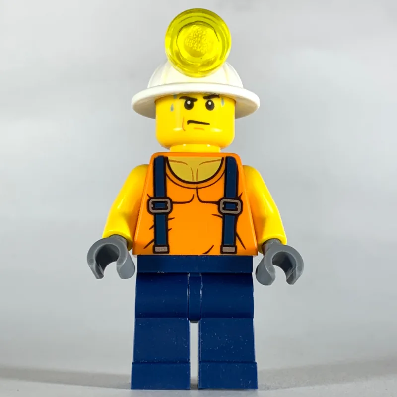 Miner, Orange Vest with Suspenders, Mining Ha… — minifigurine LEGO | Brick Broker