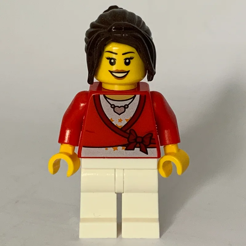 Woman, Cardigan Tied with Bow and Necklace, W… — minifigurine LEGO | Brick Broker
