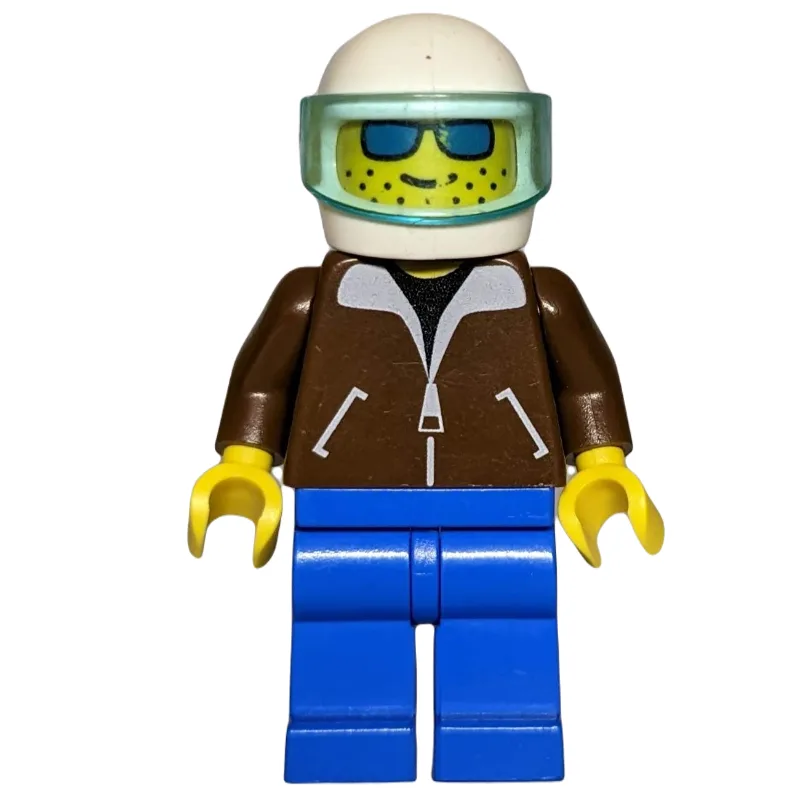Man, Brown Jacket, Blue Legs, White Helmet wi… — minifigurine LEGO | Brick Broker